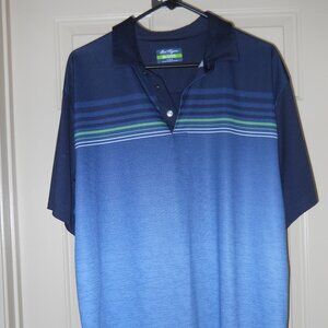 Ben Hogan Performance Polo Shirt Mens Large Blue Golf Recycled Polyester Striped